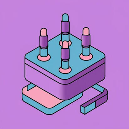 A reusable connector represented by a block with pins.